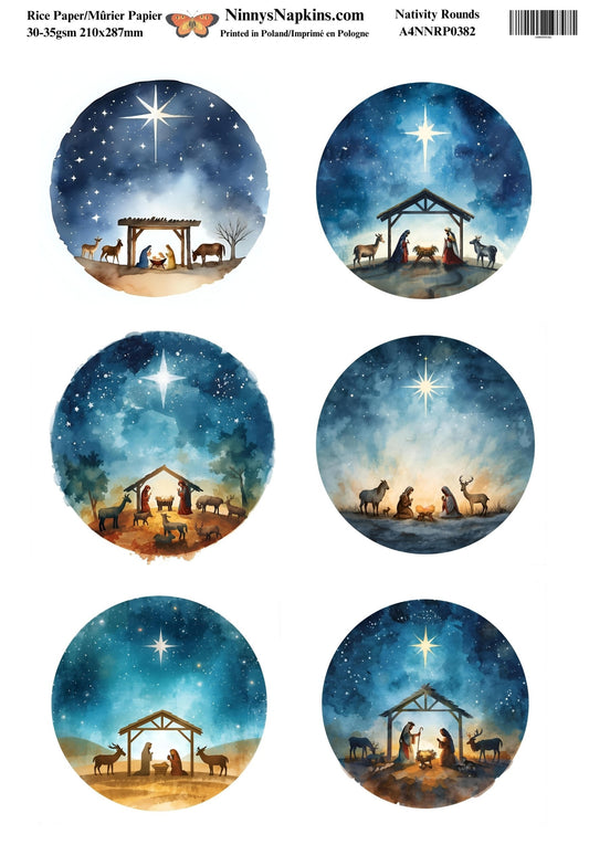 Decoupage Rice Paper - Nativity Rounds