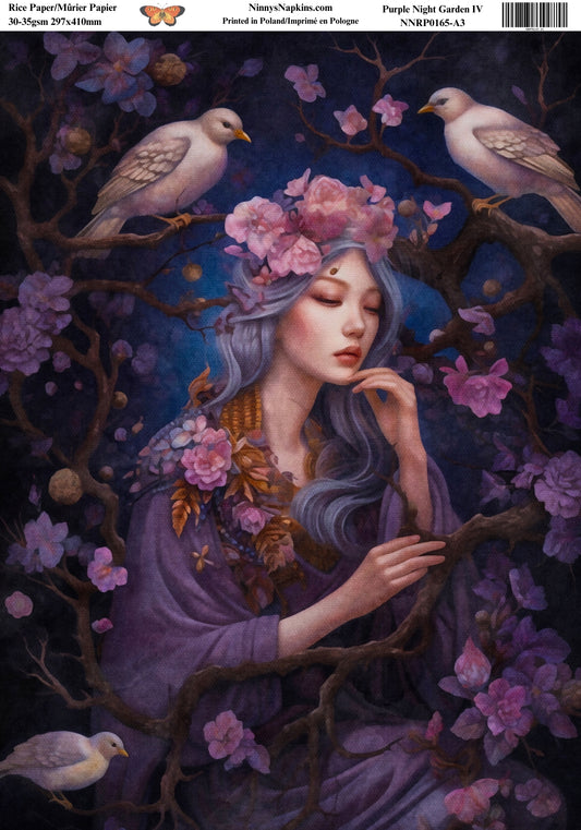 Decoupage Rice Paper - Purple Night Garden