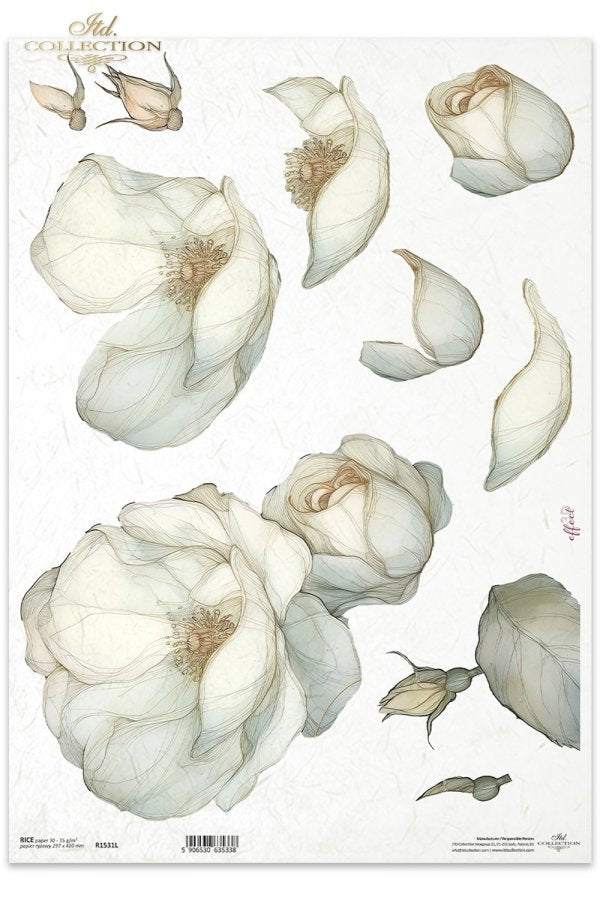 Decoupage Rice Paper - Rose PetalsA3