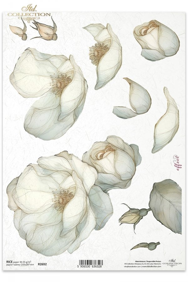 Decoupage Rice Paper - Rose PetalsA4