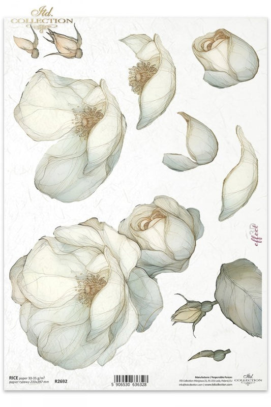 Decoupage Rice Paper - Rose PetalsA4