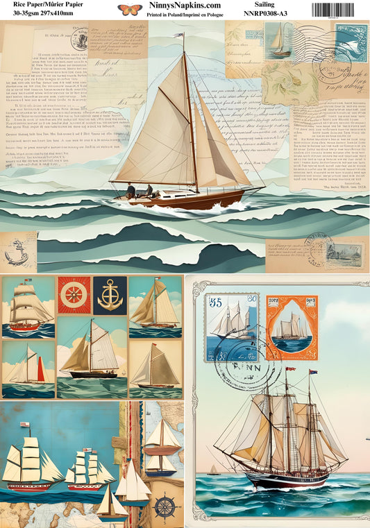 Decoupage Rice Paper - Sailing
