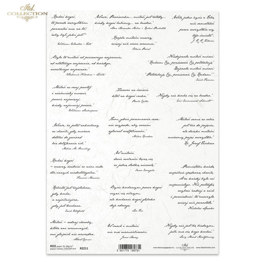 Decoupage Rice Paper - Script Quotations