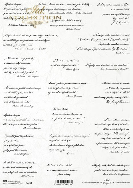 Decoupage Rice Paper - Script Quotations
