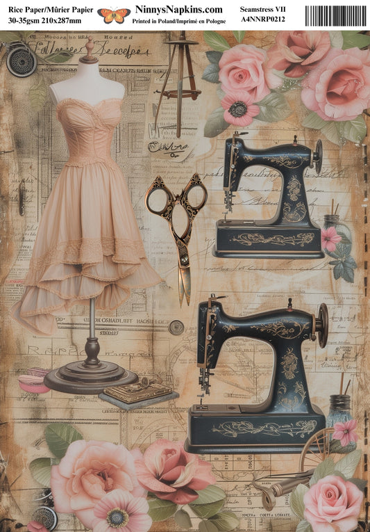 Decoupage Rice Paper - Seamstress VII