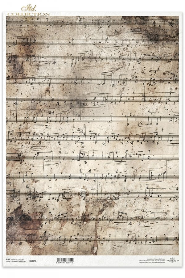 Decoupage Rice Paper - Sheet MusicA3