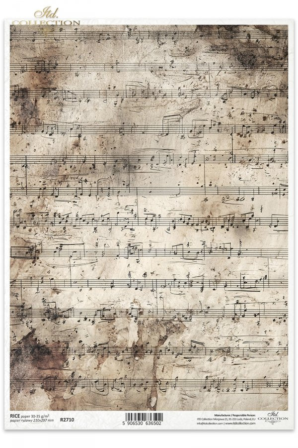 Decoupage Rice Paper - Sheet MusicA4