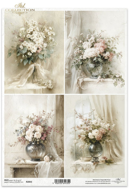Decoupage Rice Paper - Soft Floral Bouquets