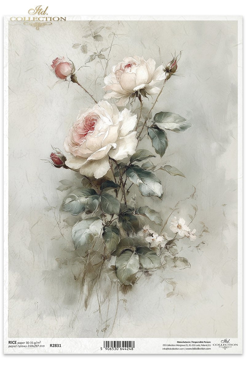 Decoupage Rice Paper - Soft Pink Roses