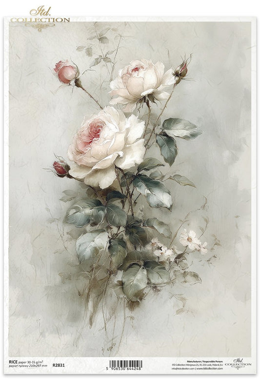 Decoupage Rice Paper - Soft Pink Roses