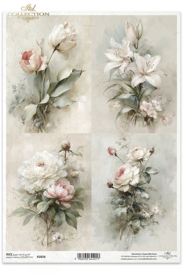 Decoupage Rice Paper - Soft Spring Flowers