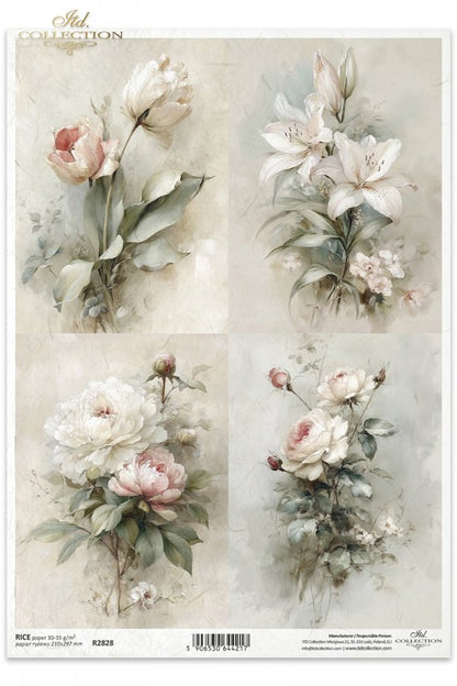 Decoupage Rice Paper - Soft Spring Flowers