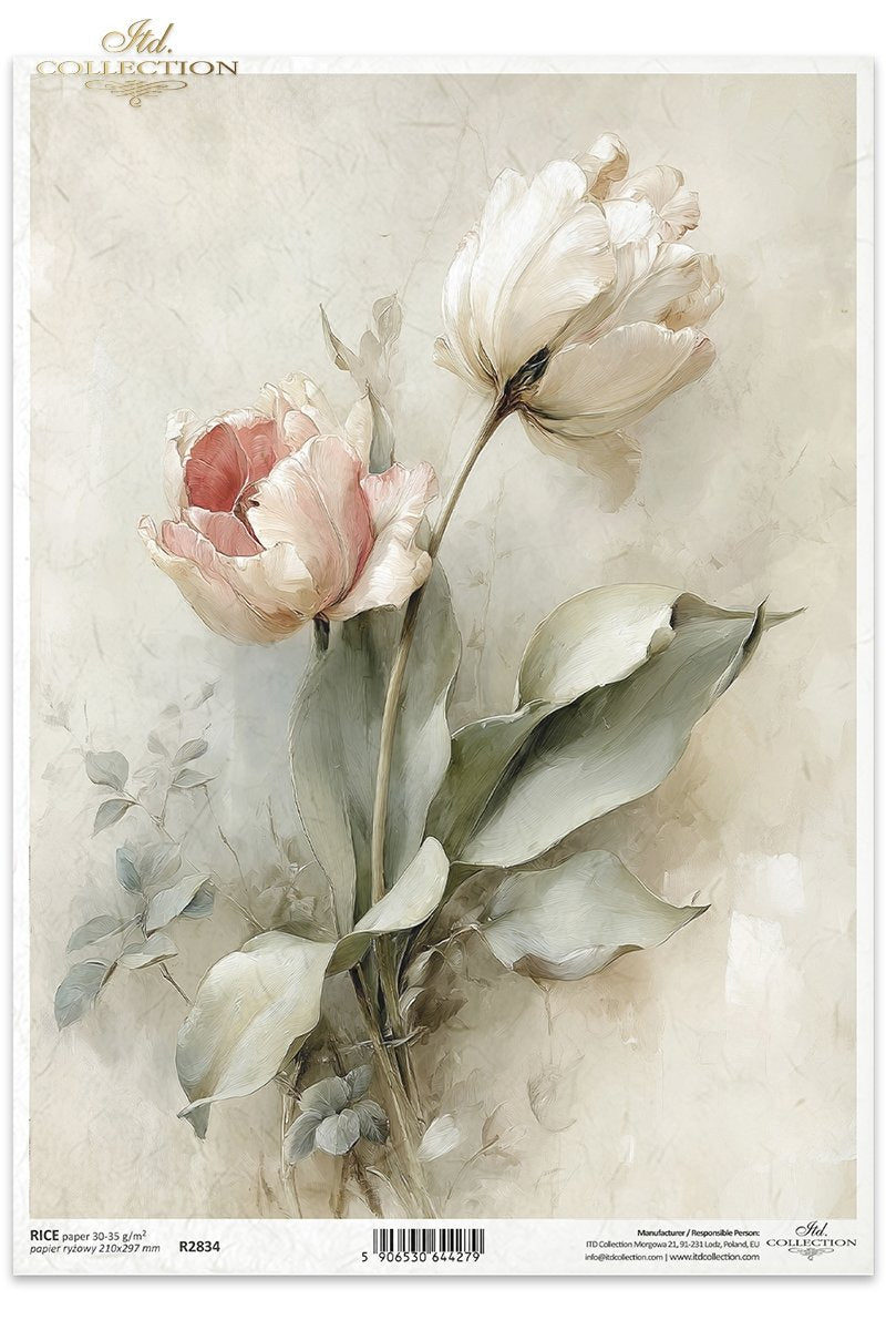 Decoupage Rice Paper - Soft Tulips