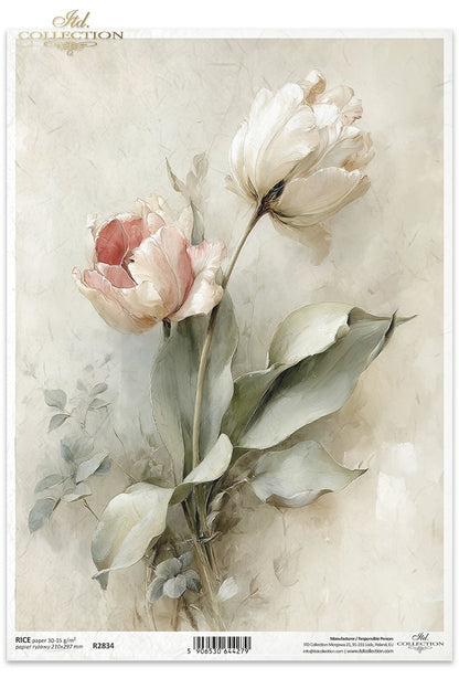 Decoupage Rice Paper - Soft Tulips