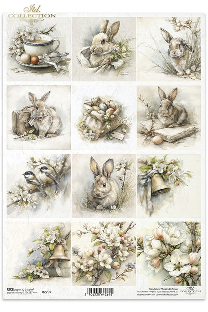 Decoupage Rice Paper - Spring Bunnies