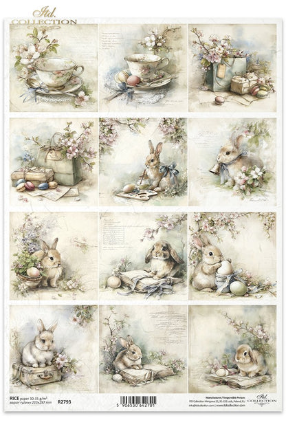 Decoupage Rice Paper - Spring Bunnies Too