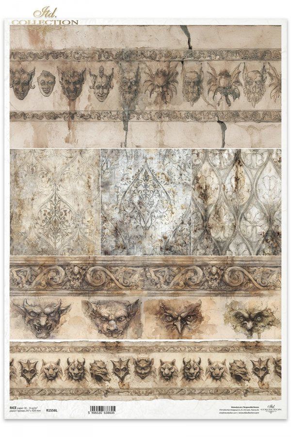 Decoupage Rice Paper - Stone Guardians A3