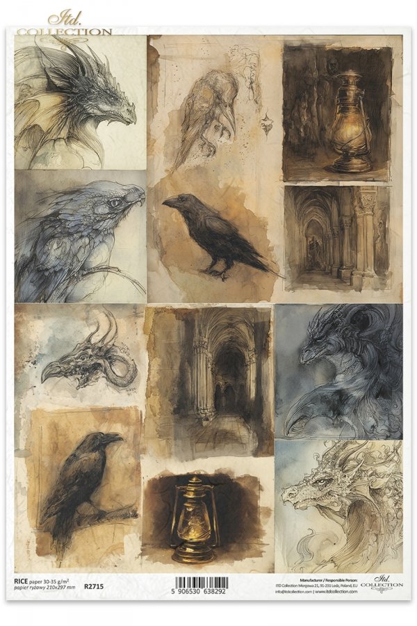 Decoupage Rice Paper - The Dragon and The Raven A4