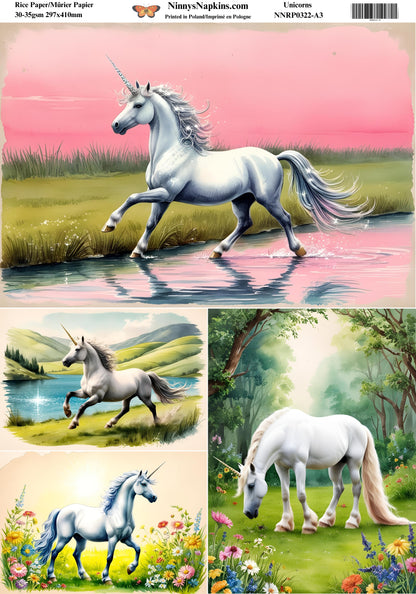 Decoupage Rice Paper - Unicorns