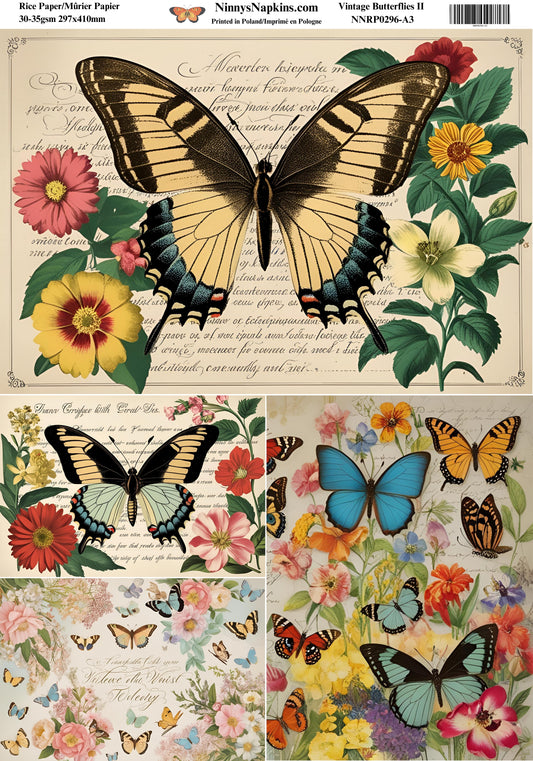 Decoupage Rice Paper - Vintage Butterflies II
