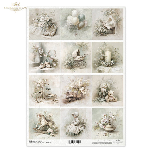Decoupage Rice Paper - Vintage Child's Things