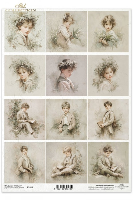 Decoupage Rice Paper - Vintage Children