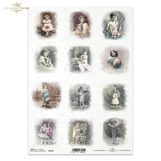 Decoupage Rice Paper - Vintage Easter Children