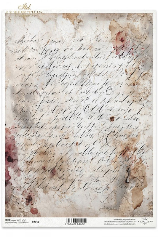 Decoupage Rice Paper - Vintage Letter IIA4