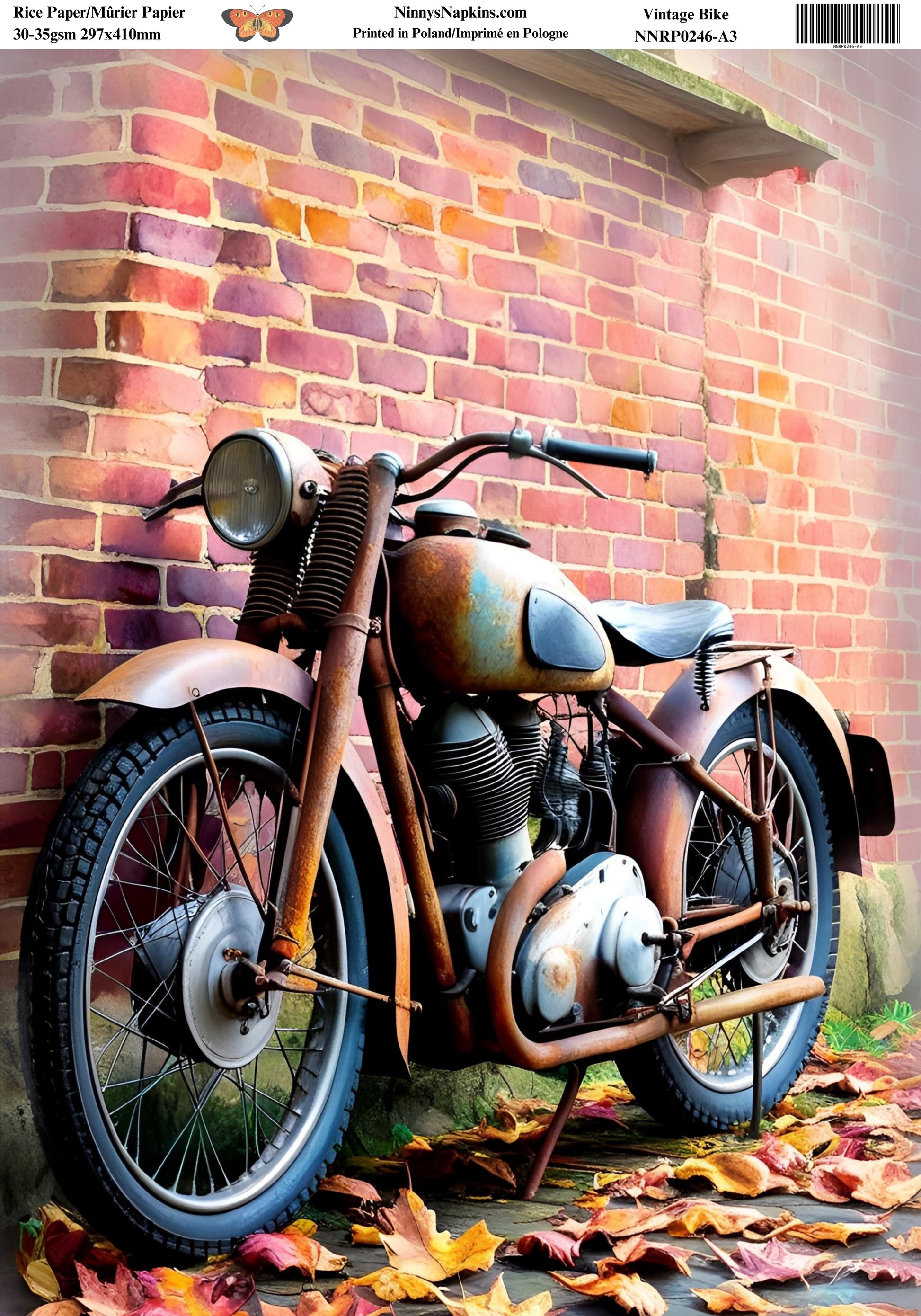 Decoupage Rice Paper - Vintage Motorbike