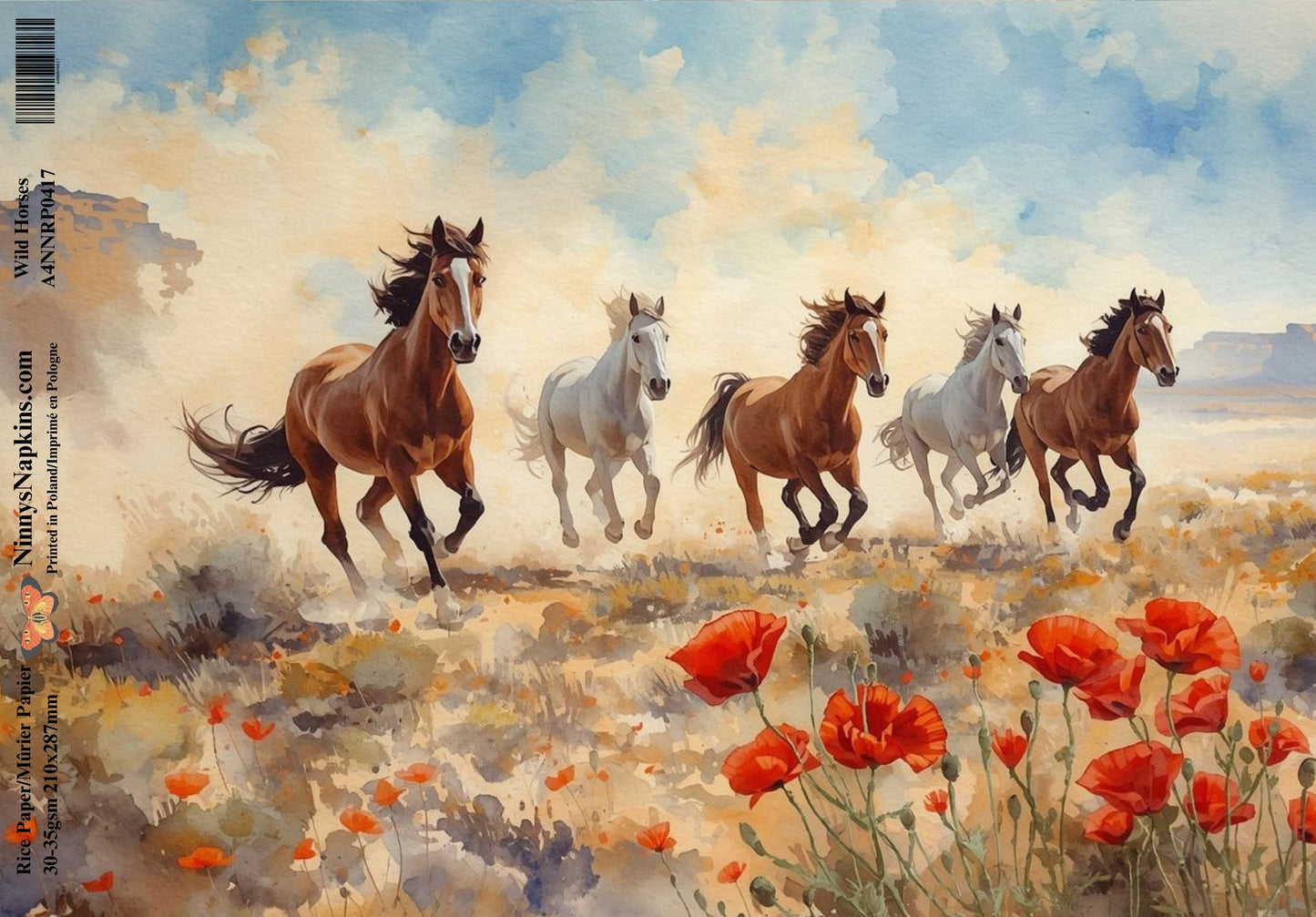 Decoupage Rice Paper - Wild Horses