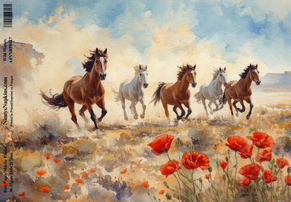 Decoupage Rice Paper - Wild Horses