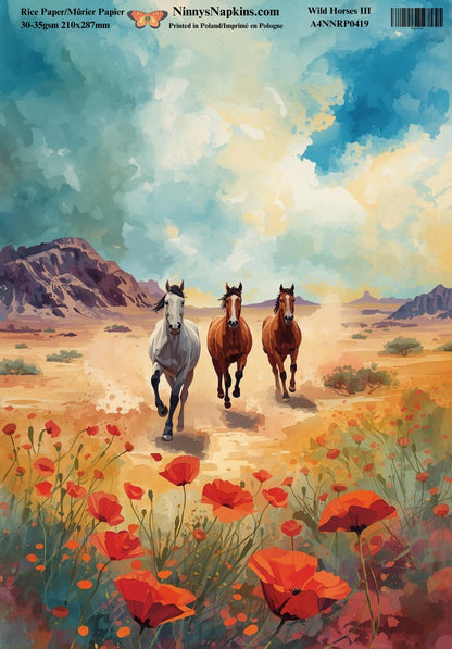 Decoupage Rice Paper - Wild Horses III