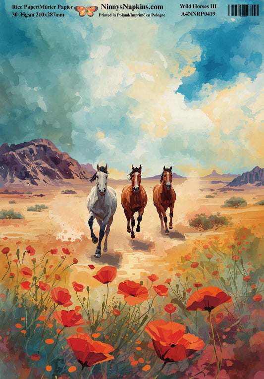 Decoupage Rice Paper - Wild Horses III