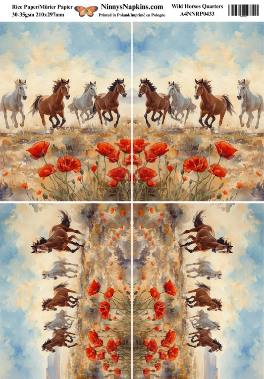 Decoupage Rice Paper - Wild Horses Quarters