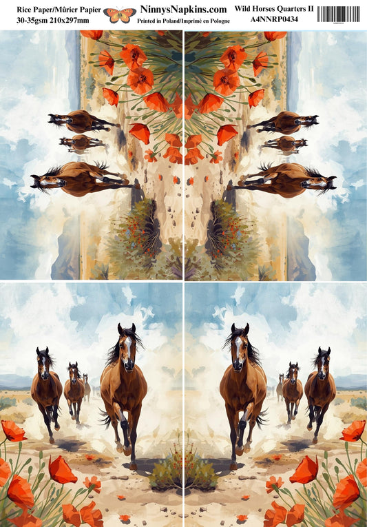 Decoupage Rice Paper - Wild Horses Quarters II
