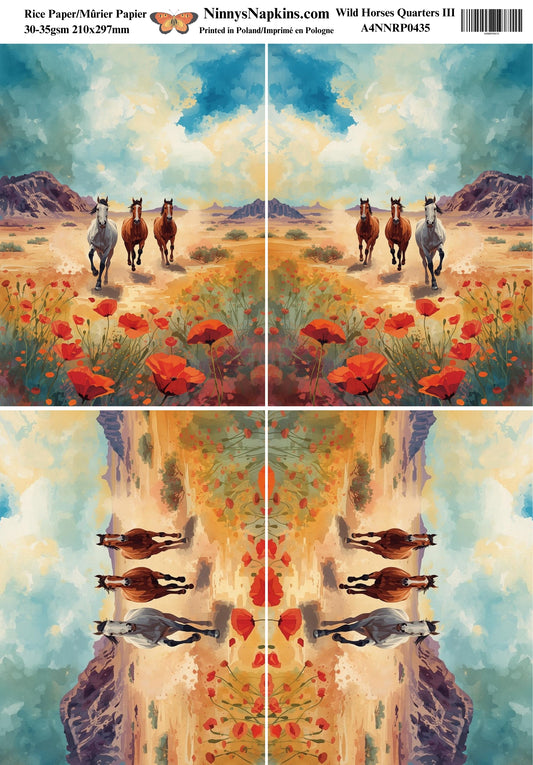 Decoupage Rice Paper - Wild Horses Quarters III
