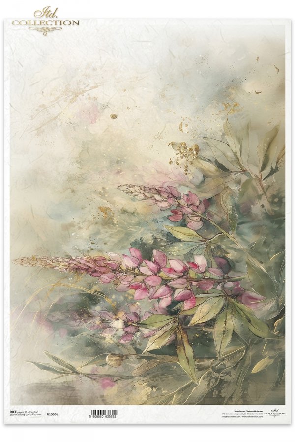 Decoupage Rice Paper - Wild LupinsA3