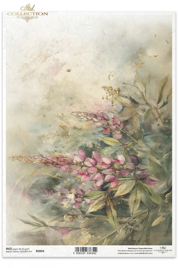 Decoupage Rice Paper - Wild LupinsA4
