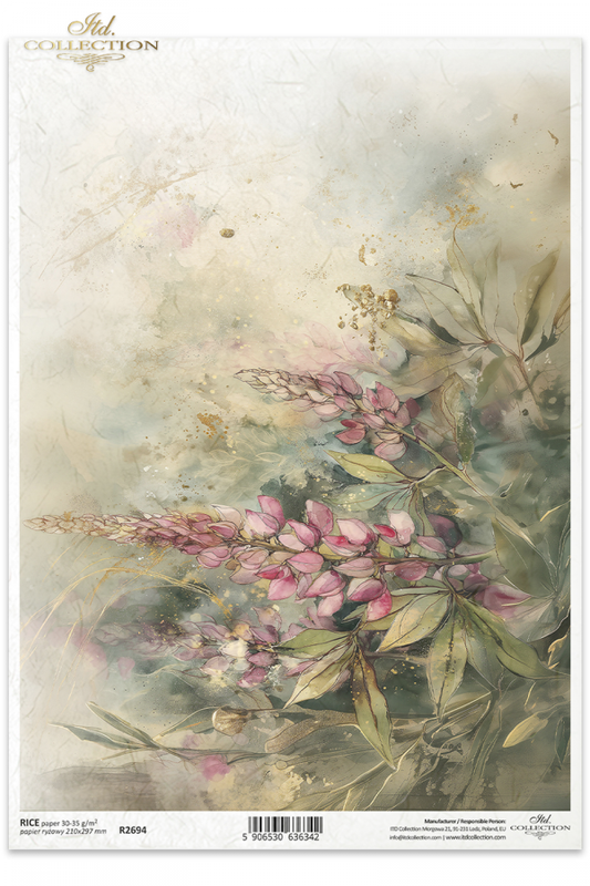 Decoupage Rice Paper - Wild LupinsA4