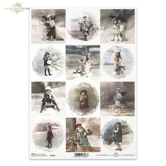 Decoupage Rice Paper - Winter Children