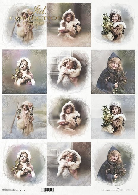 Decoupage Rice Paper - Winter Girls