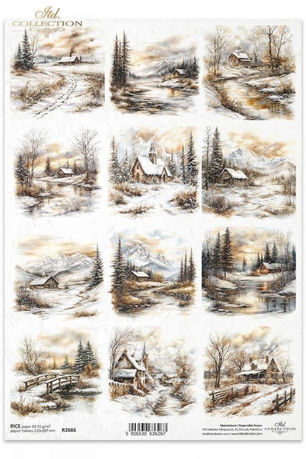 Decoupage Rice Paper - Winter Scenery (Special Pre-Order)A4