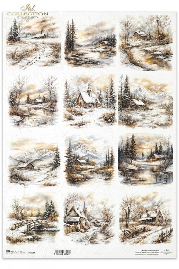 Decoupage Rice Paper - Winter Scenery (Special Pre-Order)A3
