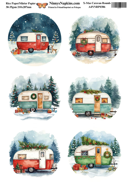 Decoupage Rice Paper - X-Mas Caravan Rounds