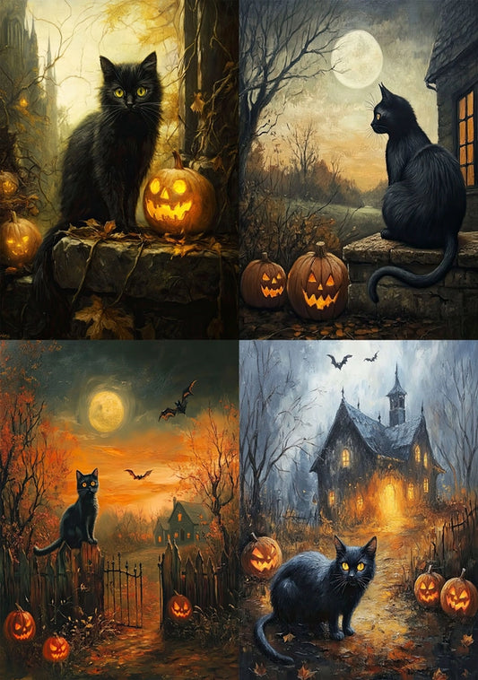 Decoupage Rice Paper A4 - Cat Nights