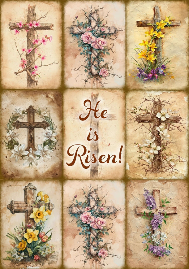 Decoupage Rice Paper A4 - Easter Crosses