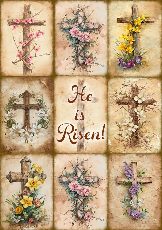 Decoupage Rice Paper A4 - Easter Crosses