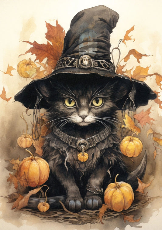 Decoupage Rice Paper A4 - Halloween Cat