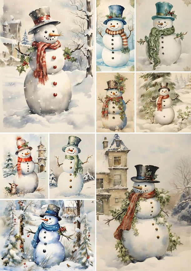 Decoupage Rice Paper A4 - Vintage Snowman
