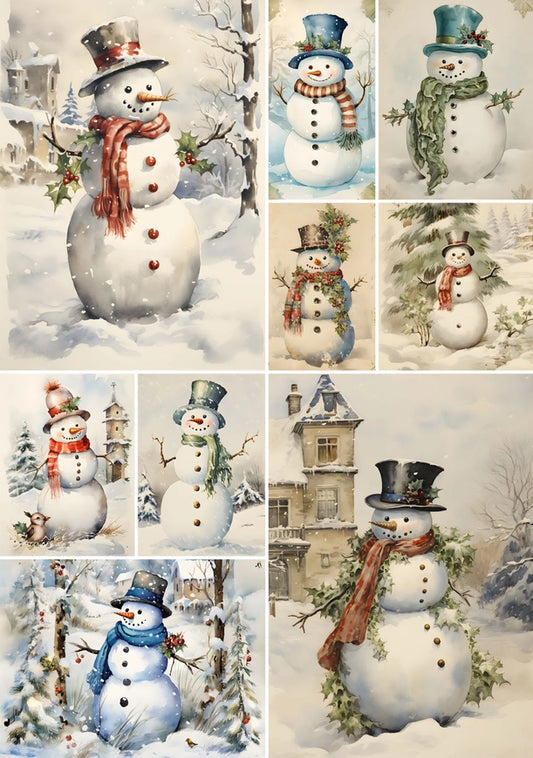 Decoupage Rice Paper A4 - Vintage Snowman